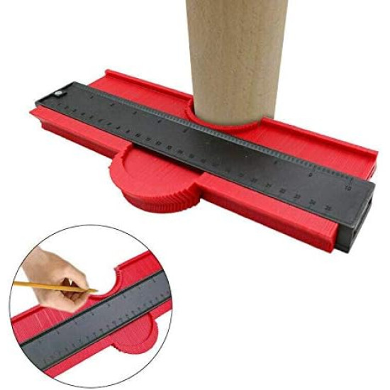 Contour Gauge Profile Gauge Measuring Tool Contour Knife Contour Duplicator Marking Tools for Irregular Profile, Tiles, Laminate and Wood etc. (25 cm, Red)