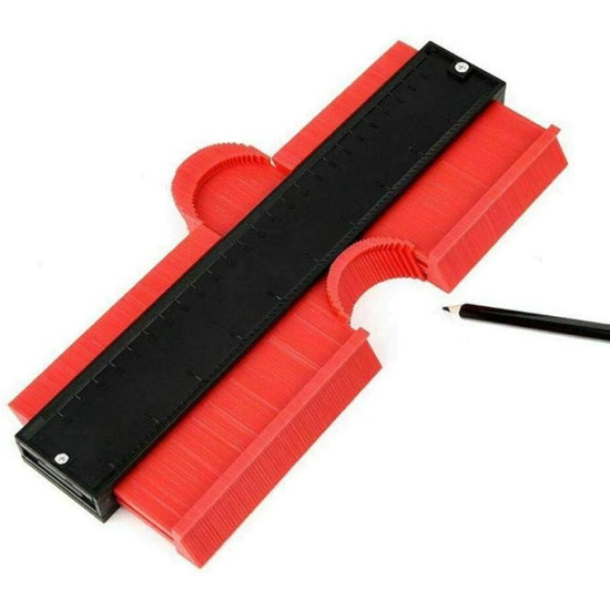 Contour Gauge Profile Gauge Measuring Tool Contour Knife Contour Duplicator Marking Tools for Irregular Profile, Tiles, Laminate and Wood etc. (25 cm, Red)