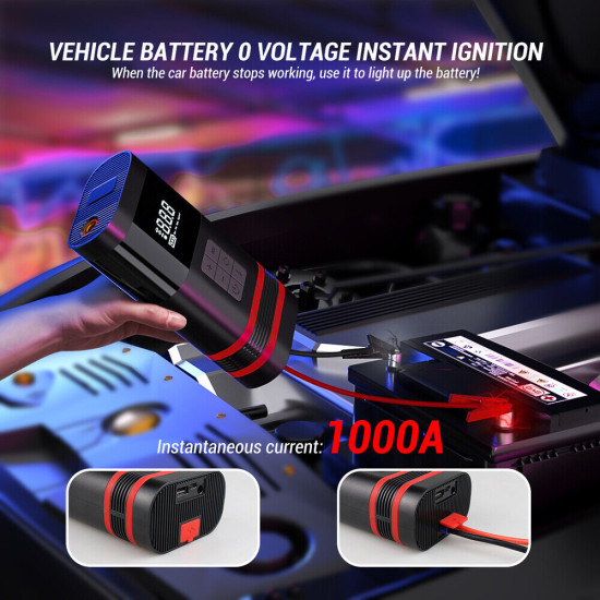 2 n 1 Car Emergency Device - Tire Inflator and Jumpt Starter