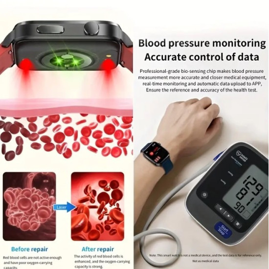 ECG+PPG Blood Pressure & Blood Glucose Monitoring - IP68 Waterproof & Fitness Tracking for Men & Women