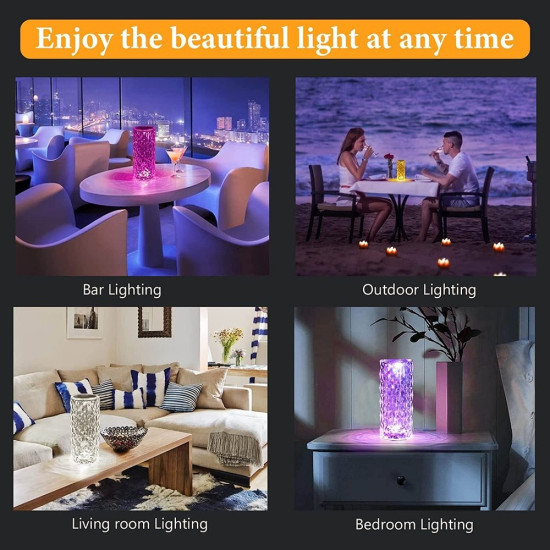 16 Color Touch Rose Crystal Lamp