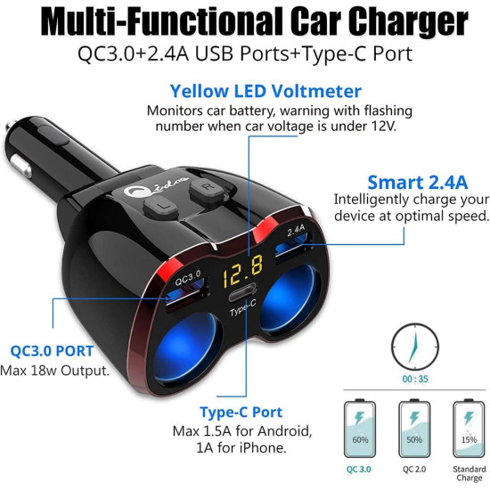 5 in 1 Multi-function Car Charger (fast charging & mp3 player)