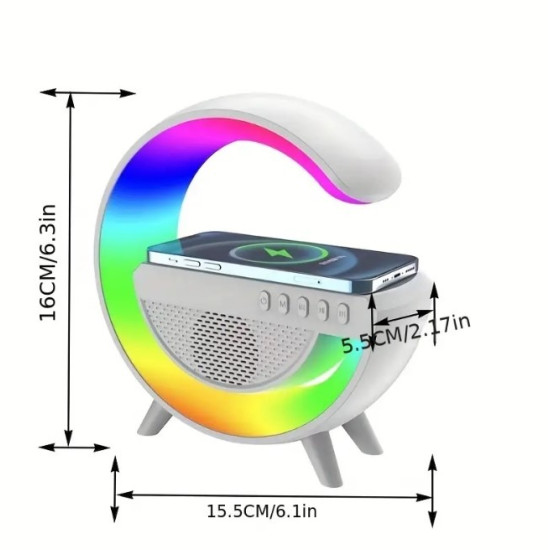 G Bedside Atmosphere Night Light Mobile Wireless Charger Speaker, 3-in-1 Smart Wireless Charging Colorful RGB Atmosphere Night Light