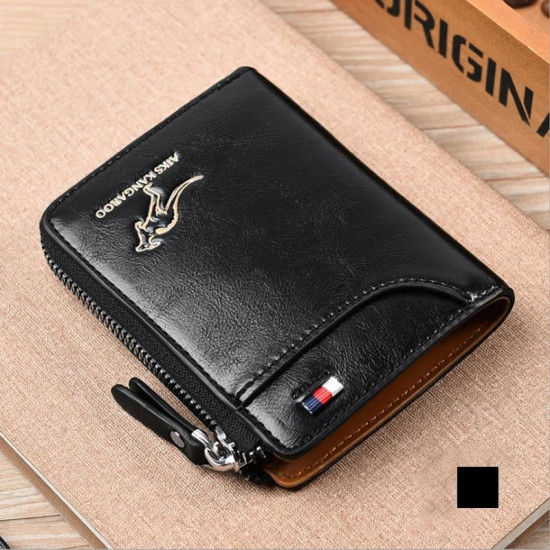 Genuine Leather Zipper RFID Wallet