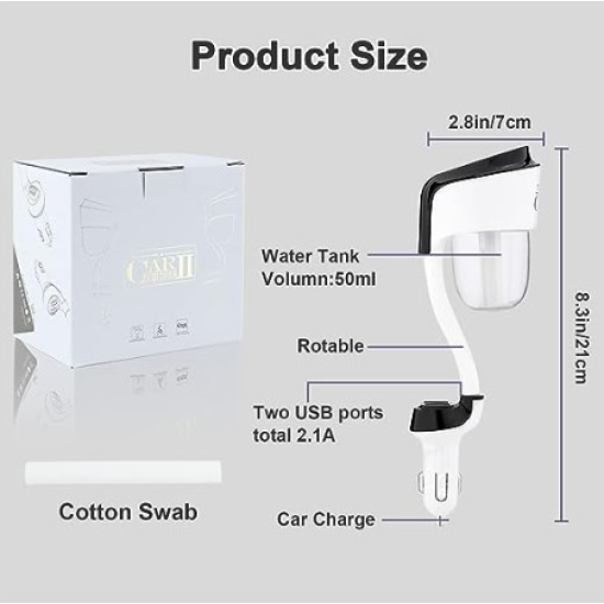 Mini Car Oil Diffuser with Dual USB Charger Adapter,