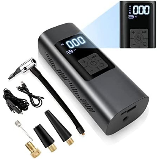 Wireless Multi-purpose Inflator (with light) and Power Bank