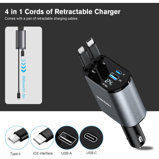 Vehicle 4n1 Retractable Charger